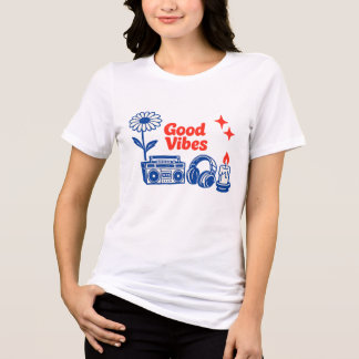 Camiseta Arte Colagem de Linhas Minimalistas Retro com Boas