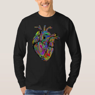 Camiseta Arte Colorida Anatomia Humana do Coração