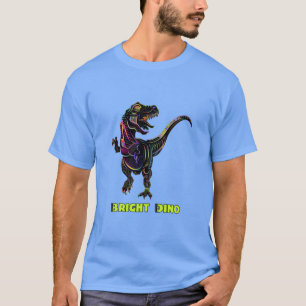 Camiseta Arte Colorida Arco-Íris Velociraptor Dinossauro