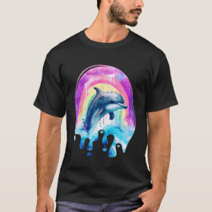 Camiseta Arte Colorida bonito Pintada Derramando Golfinho
