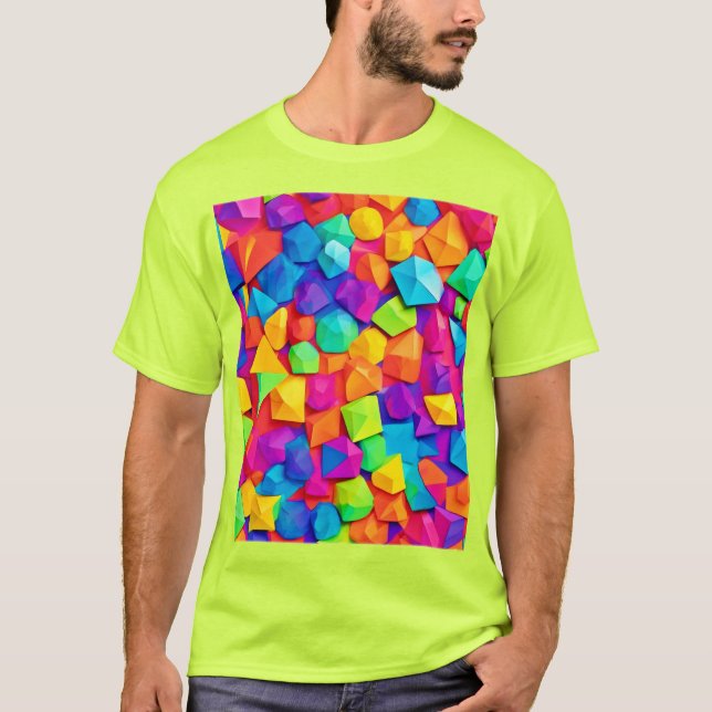 Camiseta Arte Colorida Crystal Shapes (Frente)