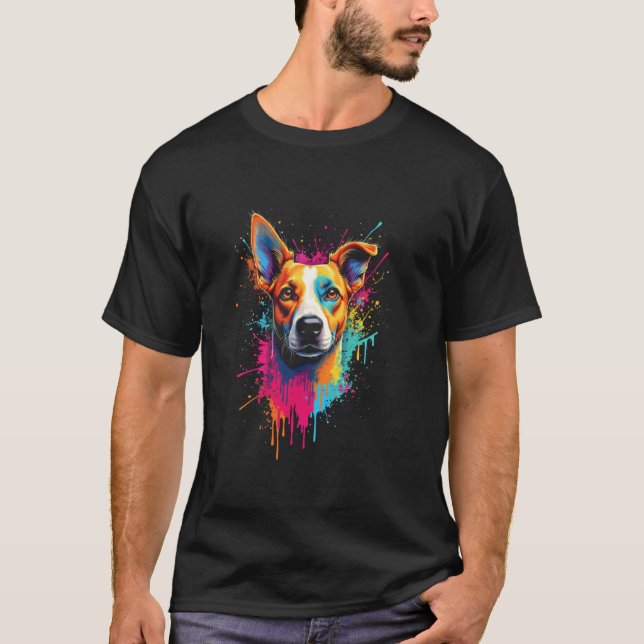 Camiseta Arte colorida de cachorro (Frente)