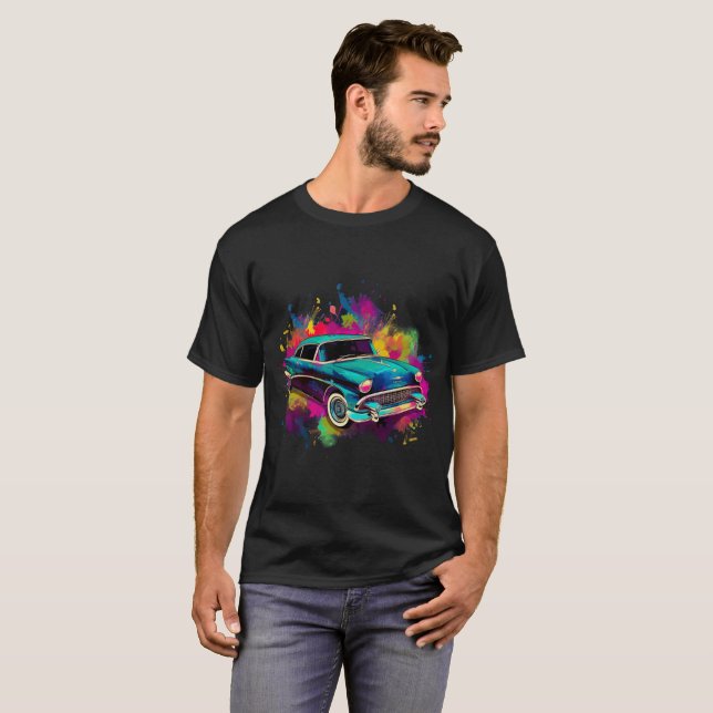 Camiseta Arte Colorida de Carros (Frente Completa)