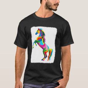 Camiseta Arte Colorida de Cavalo Fofo Gráfico Para Mulheres