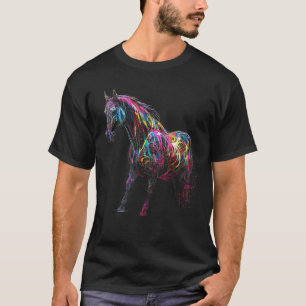 Camiseta Arte Colorida de Cavalo Motivo de Animal Cavalo 2