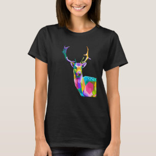Camiseta Arte colorida de cervo animal poligonal