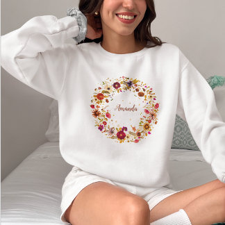 Camiseta Arte Colorida de Círculo de Flor Pressionada em Fl