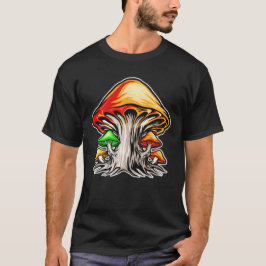 Camiseta Arte Colorida de Cogumelo Psíquico Terroso