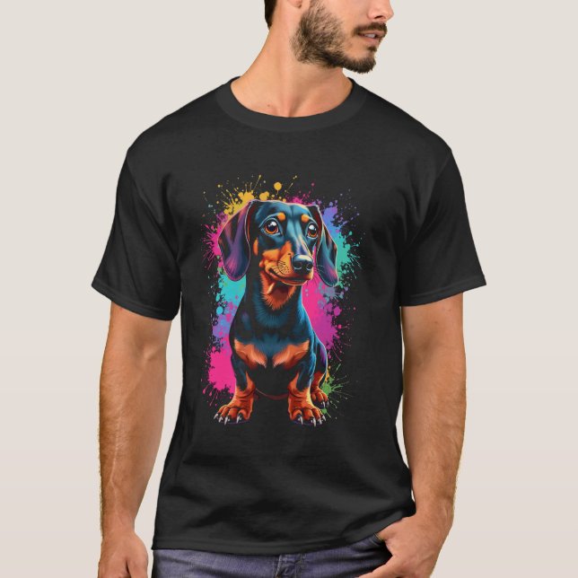 Camiseta Arte colorida de dachshund (Frente)