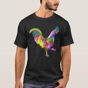 Camiseta Arte Colorida De Galo Para Fazenda Ou Pássaro De G
