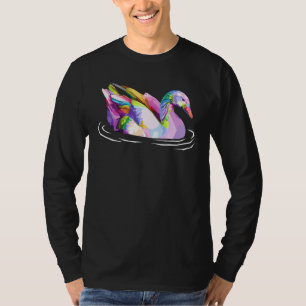 Camiseta Arte Colorida De Ganso Cuja Cor É Cortada Para Ave