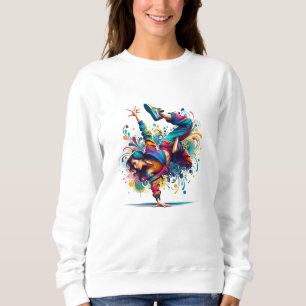 Camiseta Arte Colorida de Garota de Breakdance