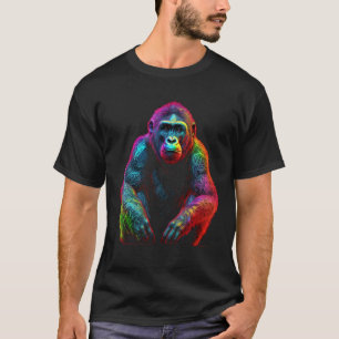 Camiseta Arte colorida de macaco animal tema criativo anima
