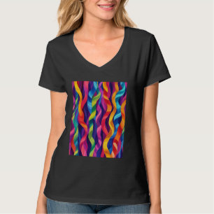 Camiseta Arte Colorida de Ondas Abstrato