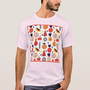 Camiseta Arte Colorida de Padrão do Fruta