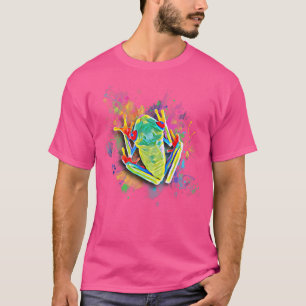 Camiseta Arte Colorida De Sapo Da Árvore legal Para