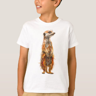 Camiseta Arte Colorida de Suricata em Pé para Crianças