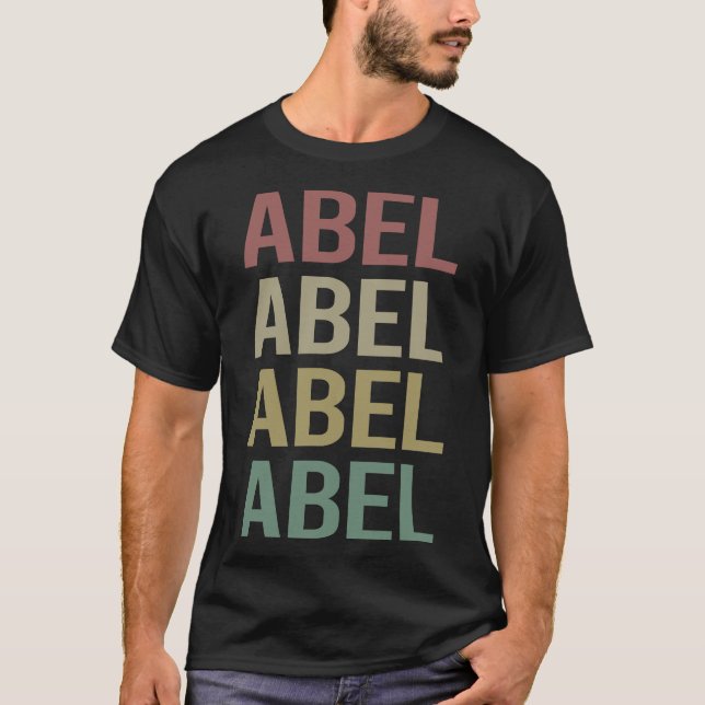 Camiseta Arte Colorida de Texto - Nome Abel (Frente)