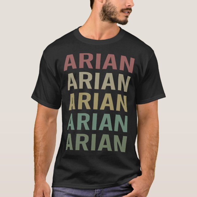 Camiseta Arte Colorida de Texto - Nome Arian (Frente)