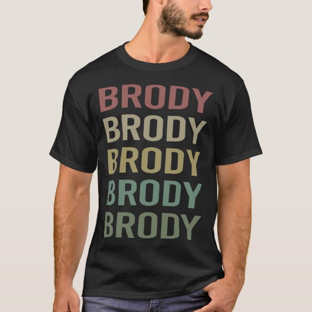 Camiseta Arte Colorida de Texto - Nome Brody (Frente)