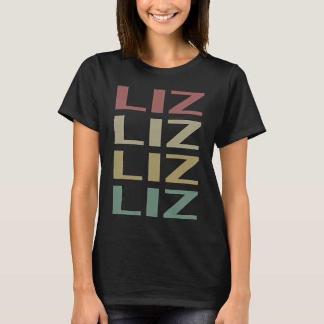 Camiseta Arte Colorida de Texto - Nome da Liz (Frente)