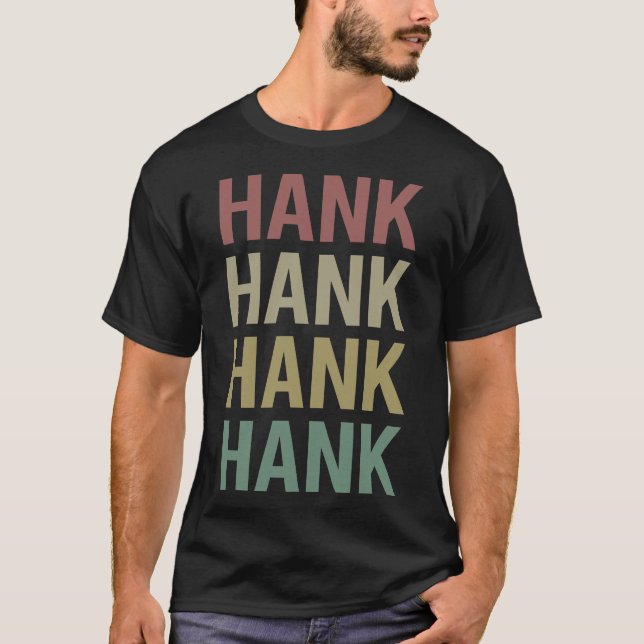 Camiseta Arte Colorida de Texto - Nome do Hank (Frente)
