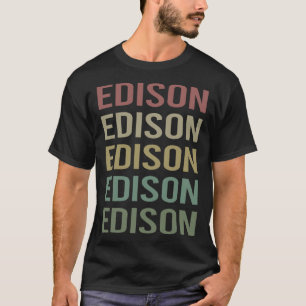 Camiseta Arte Colorida de Texto - Nome Edison