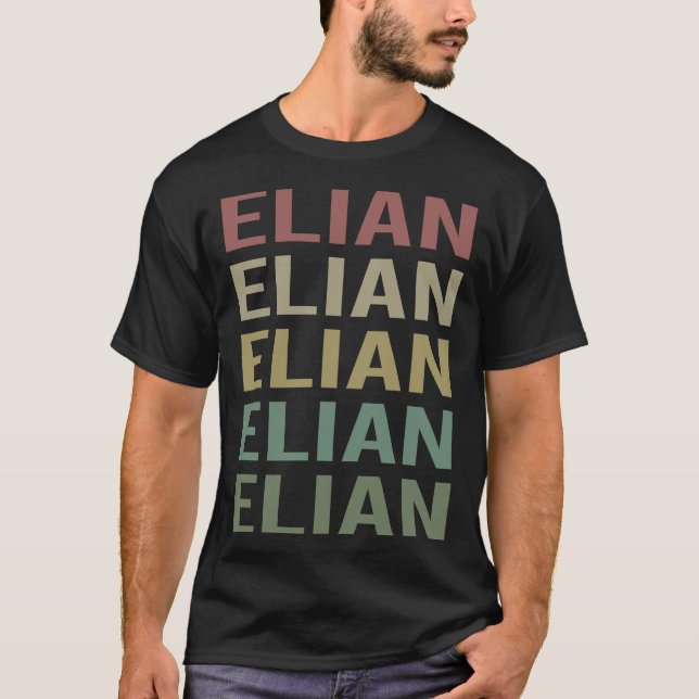 Camiseta Arte Colorida de Texto - Nome Elian (Frente)