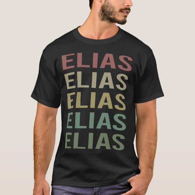 Camiseta Arte Colorida de Texto - Nome Elias (Frente)