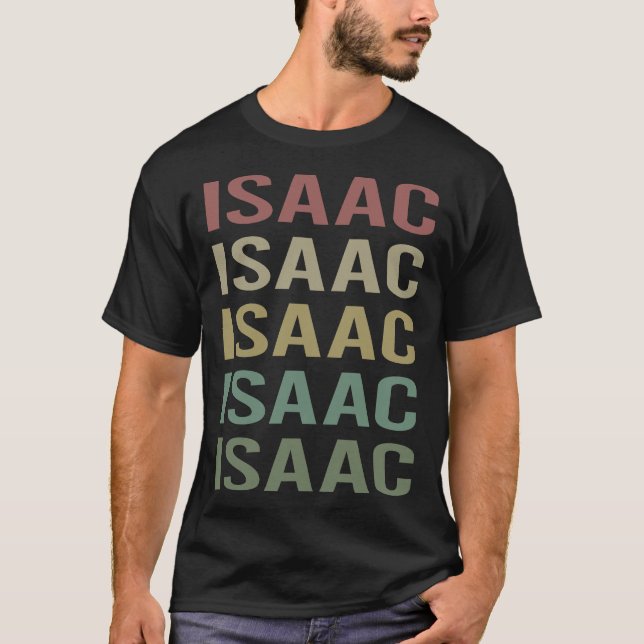 Camiseta Arte Colorida de Texto - Nome Isaac (Frente)