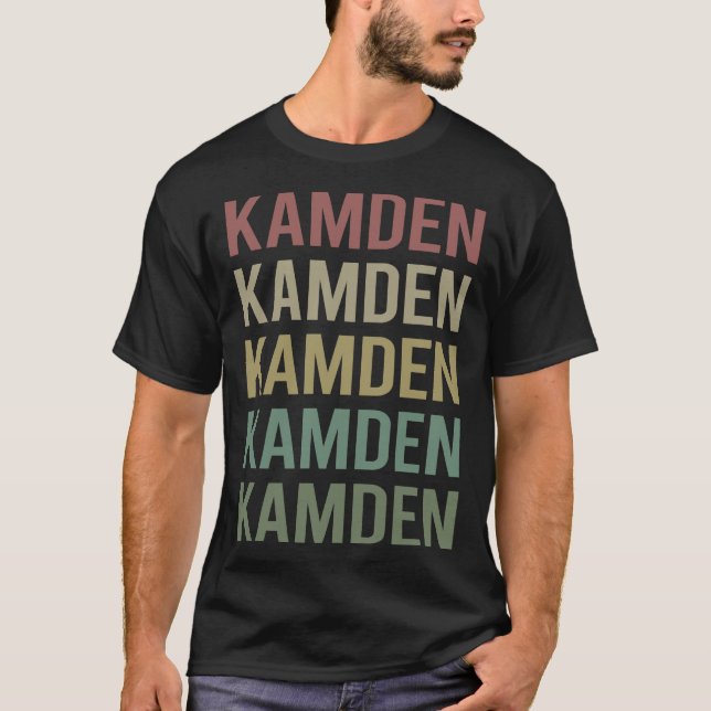 Camiseta Arte Colorida de Texto - Nome Kamden (Frente)