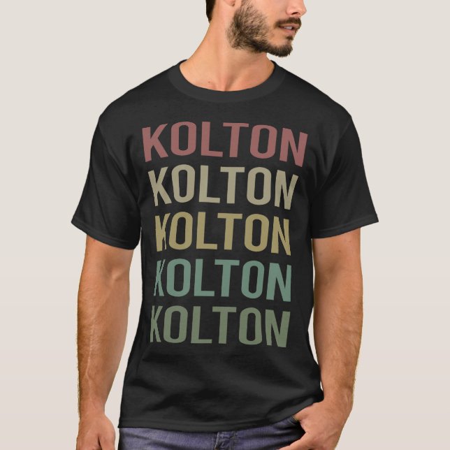Camiseta Arte Colorida de Texto - Nome Kolton (Frente)