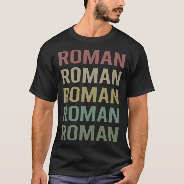 Camiseta Arte Colorida de Texto - Nome Romano (Frente)