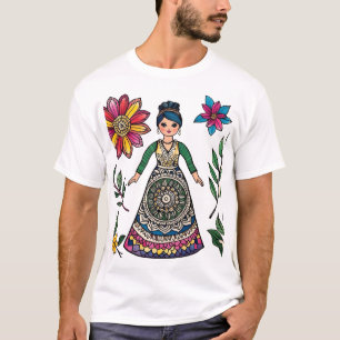 Camiseta Arte Colorida – Design de Padrão Floral Espiritual
