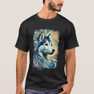 Camiseta Arte Colorida Divertida de Husky Fofo