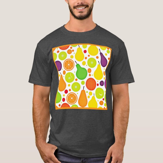 Camiseta Arte Colorida e Frutífera De Padrão De Vibração (Frente)