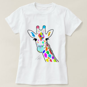 Camiseta Arte Colorida Moderna Girafa