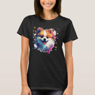 Camiseta Arte Colorida Pomerânia Retrato Pom Puppy