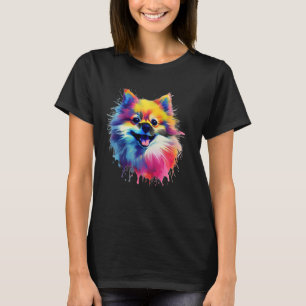 Camiseta Arte Colorida Pomerânia Retrato Pom Puppy