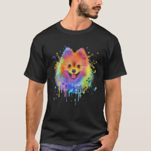 Camiseta Arte Colorida Pomerânia Retrato Pom Puppy