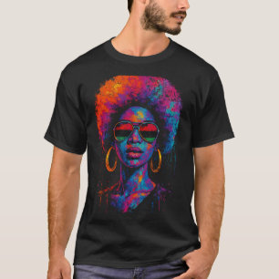 Camiseta Arte Colorida Rainha Negra Afro Melanina Derramand