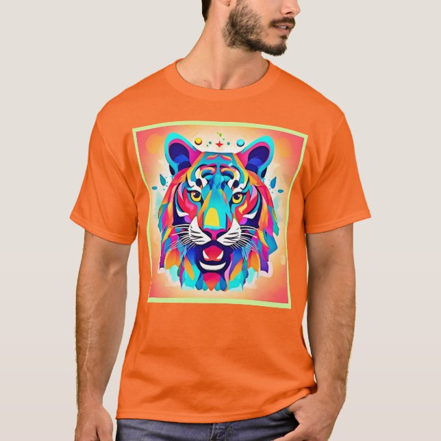 Camiseta Arte Colorida Tiger Face (Frente)