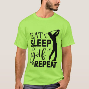 Camiseta Arte com a frase engraçada Comer dormir golfe repe