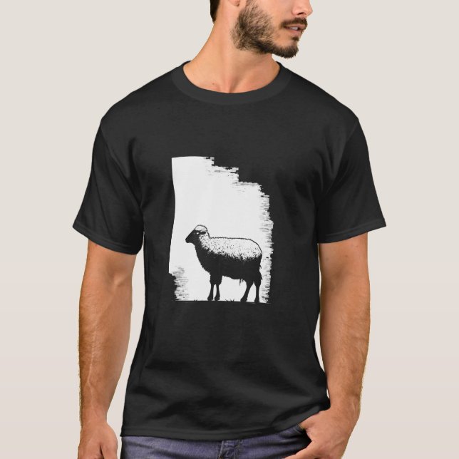Camiseta Arte com Estêncil de Ovinos (Frente)
