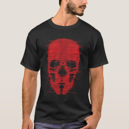 Camiseta Arte com falha do crânio vermelho