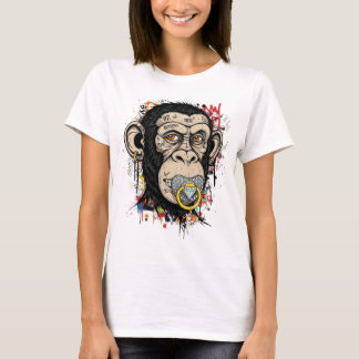 Camiseta Arte com o Macaco do grafite - Estilo da Rua Abstr