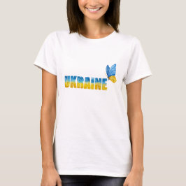 Camiseta Arte com Palavras Borboleta Ucrânia Aquarela