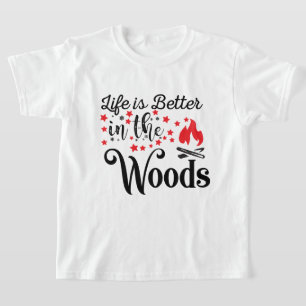 Camiseta Arte com palavras de acampamento unissex para cria