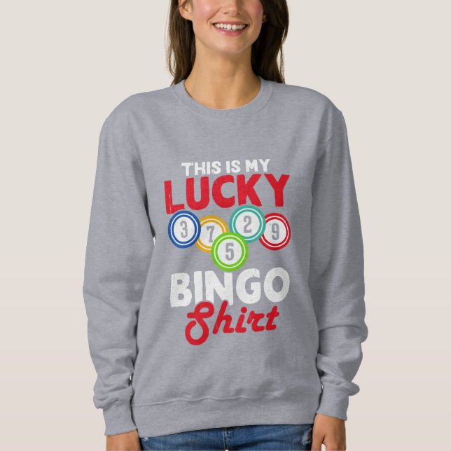 Camiseta Arte com palavras de Bingo sortudo fofo (Frente)
