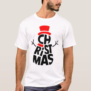 Camiseta Arte com Palavras de Boneco de Neve de Natal